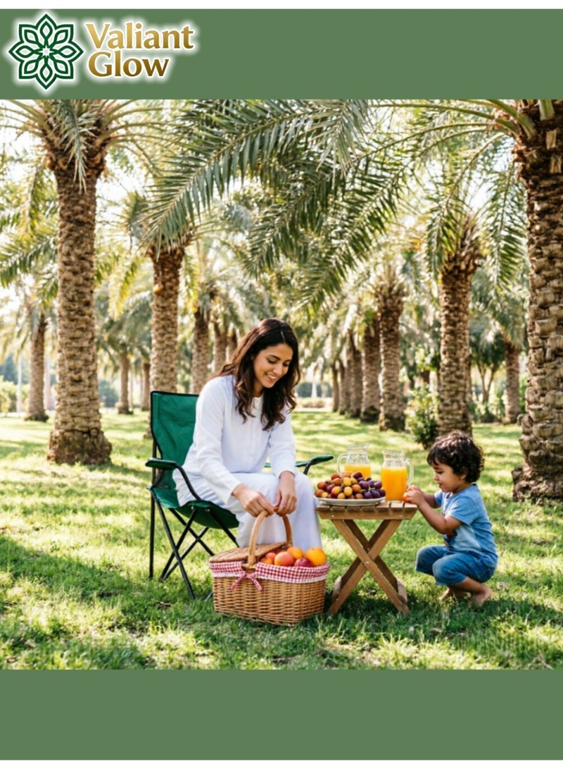 توهج شجاع كرسي تخييم قابل للطي والحمل — سعة تحمل تصل إلى 127 كجم، مزود بإطار فولاذي متين وقماش "أكسفورد"، كرسي خارجي متعدد الاستخدامات للشاطئ والصيد وغيرها؛ خفيف الوزن وسهل الحمل، ويأتي مرفقاً بحقيبة تخزين. - Image 3