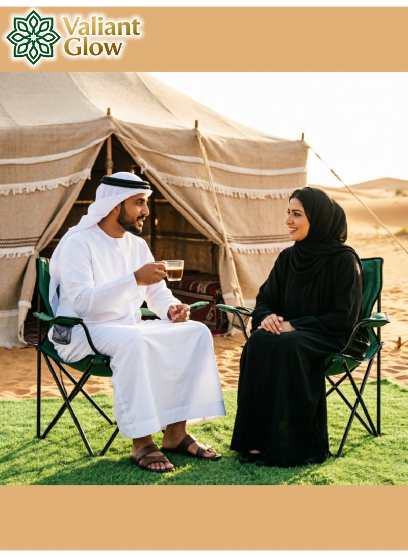 توهج شجاع كرسي تخييم قابل للطي والحمل — سعة تحمل تصل إلى 127 كجم، مزود بإطار فولاذي متين وقماش "أكسفورد"، كرسي خارجي متعدد الاستخدامات للشاطئ والصيد وغيرها؛ خفيف الوزن وسهل الحمل، ويأتي مرفقاً بحقيبة تخزين. - Image 4