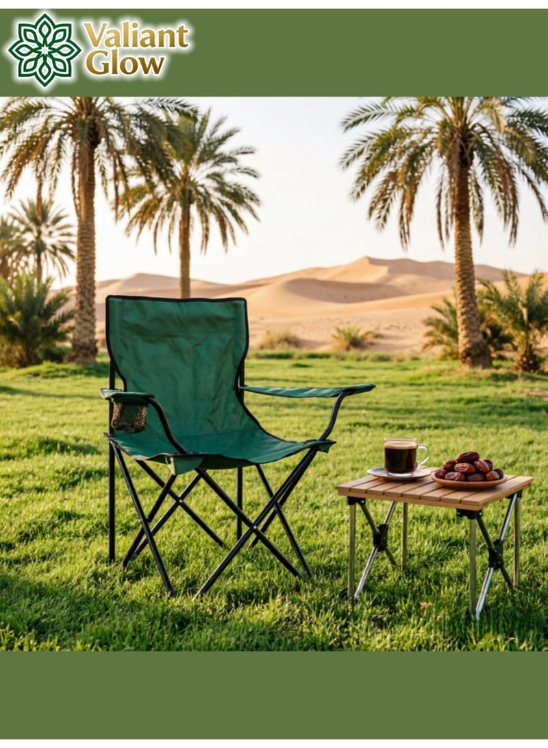 توهج شجاع كرسي تخييم قابل للطي والحمل — سعة تحمل تصل إلى 127 كجم، مزود بإطار فولاذي متين وقماش "أكسفورد"، كرسي خارجي متعدد الاستخدامات للشاطئ والصيد وغيرها؛ خفيف الوزن وسهل الحمل، ويأتي مرفقاً بحقيبة تخزين. - Image 2