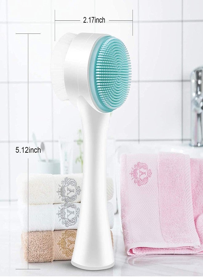Akshify 2-in-1 Manual Facial Cleansing & Exfoliating Brush | Dual-Side Silicone & Soft Bristle Face Scrubber for Deep Pore Clean, Massage & Gentle Exfoliation (Multicolor) - Image 2