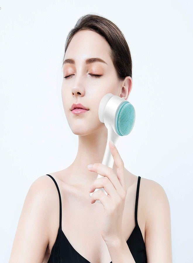 Akshify 2-in-1 Manual Facial Cleansing & Exfoliating Brush | Dual-Side Silicone & Soft Bristle Face Scrubber for Deep Pore Clean, Massage & Gentle Exfoliation (Multicolor) - Image 3