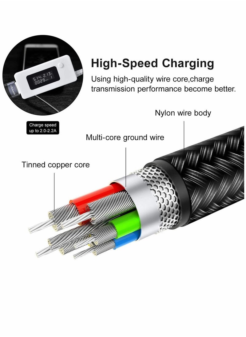 Multi Charging Cable 4 in 1 Nylon Braided 4FT 1.2M Multiple USB Cord Adapter Type C Micro Port Connectors Compatible with iphone Cell Phones Tablets and More