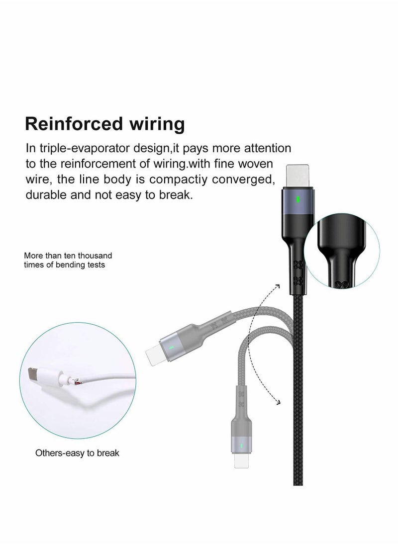 Multi Charging Cable 4 in 1 Nylon Braided 4FT 1.2M Multiple USB Cord Adapter Type C Micro Port Connectors Compatible with iphone Cell Phones Tablets and More