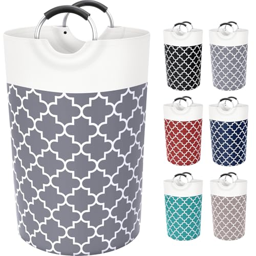 Fabspace Large Laundry Basket Laundry Hamper Bag Washing Bin Clothes Bag Collapsible Tall with Handles Waterproof Travel Bathroom College Essentials Storage for College Dorm, Family (Grey) 115L - Image 1