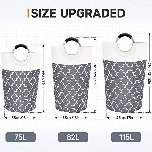 Fabspace Large Laundry Basket Laundry Hamper Bag Washing Bin Clothes Bag Collapsible Tall with Handles Waterproof Travel Bathroom College Essentials Storage for College Dorm, Family (Grey) 115L - Image 2