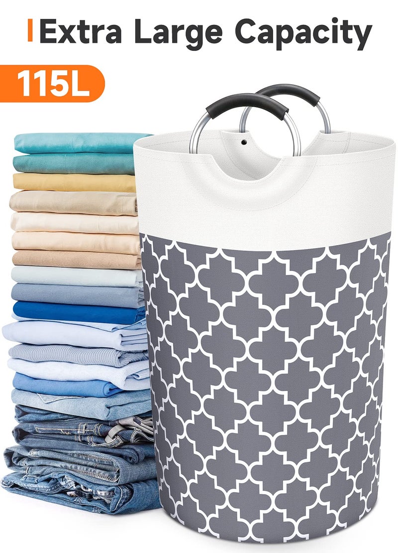 Fabspace Large Laundry Basket Laundry Hamper Bag Washing Bin Clothes Bag Collapsible Tall with Handles Waterproof Travel Bathroom College Essentials Storage for College Dorm, Family (Grey) 115L - Image 5