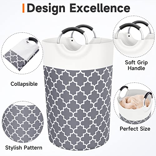 Fabspace Large Laundry Basket Laundry Hamper Bag Washing Bin Clothes Bag Collapsible Tall with Handles Waterproof Travel Bathroom College Essentials Storage for College Dorm, Family (Grey) 115L - Image 3