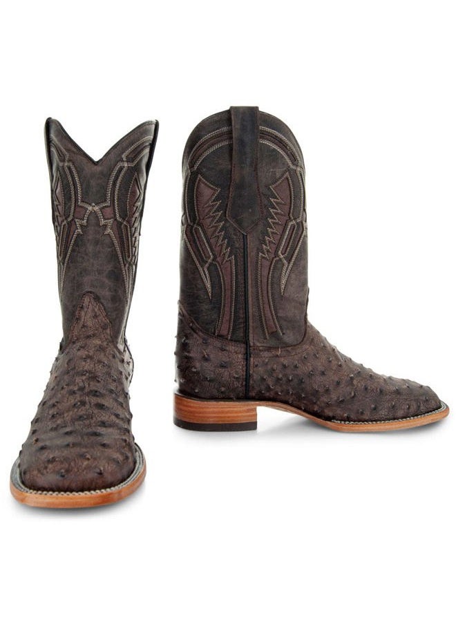 Soto Boots أحذية رعاة البقر للرجال H50031 بطبعة النعام، 8.5 بني - Image 1