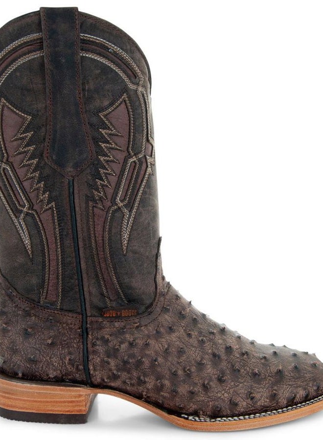 Soto Boots أحذية رعاة البقر للرجال H50031 بطبعة النعام، 8.5 بني - Image 5