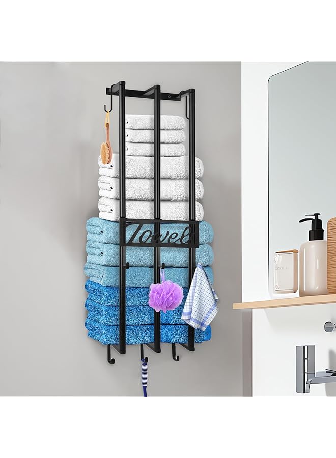 erorex Towel Racks, For Bathroom Towel Storage Rack, 3-Bar Wall Rolled Towel Holder Carbon Steel - Image 1