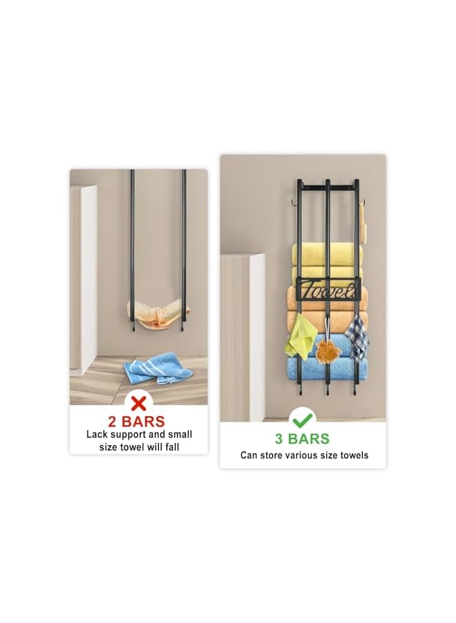erorex Towel Racks, For Bathroom Towel Storage Rack, 3-Bar Wall Rolled Towel Holder Carbon Steel - Image 3
