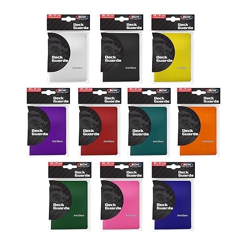 BCW 1000 Double Matte Deck Guard Card Sleeves Assorted Mix for MTG Pokemon L5R Dragon Ball Top Loaders for Cards 10 Vibrant Colors Premium Protection Trading Card Sleeve - Image 1