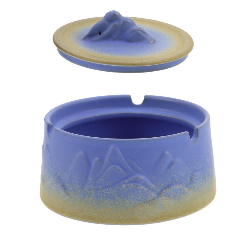 Ceramic Windproof Ashtray with Lid Retro Portable Ash Holder for Home Office Outdoor - Image 2