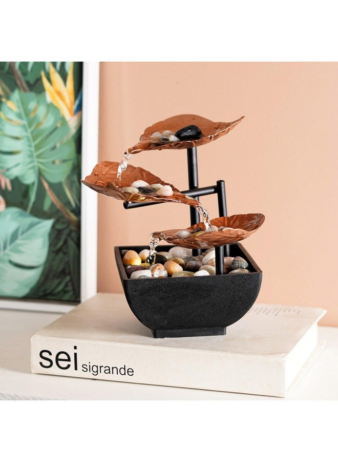 The Artment your artistic apartment The Artment Your Artistic Apartment Modern Decorative Showpiece Emerald Leaf Water Fountain for Table Top, Living Room, Offie, Home Decor (Height - 20 CM), Metal  - Image 3