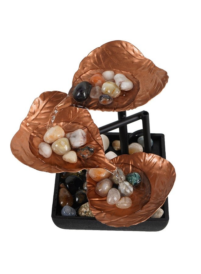 The Artment your artistic apartment The Artment Your Artistic Apartment Modern Decorative Showpiece Emerald Leaf Water Fountain for Table Top, Living Room, Offie, Home Decor (Height - 20 CM), Metal  - Image 5