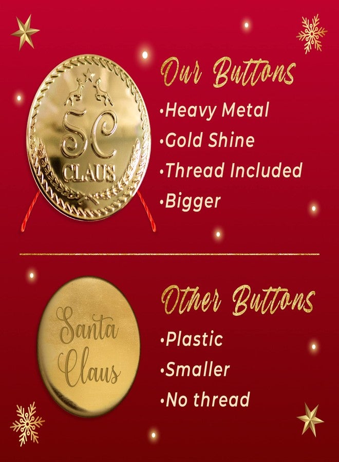 ORCA Santa’s Button | Extra Large Gold 1.5” Diameter Zinc Alloy Santa Claus Lost Button with Red Thread for Christmas Morning - Image 3