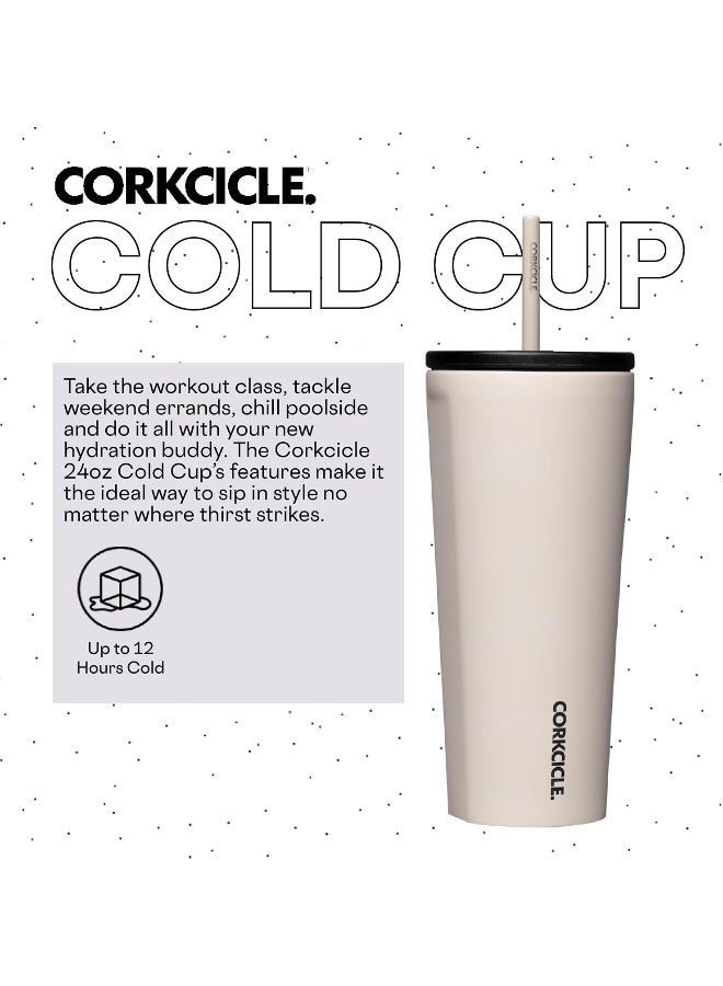 Corkcicle Cold Cup Insulated Tumbler with Lid and Straw, Latte, 24 oz – Reusable Water Bottle Keeps Beverages Cold for 12hrs, Hot 5hrs – Cupholder Friendly Tumbler, Lid for Flexible Sipping - Image 2