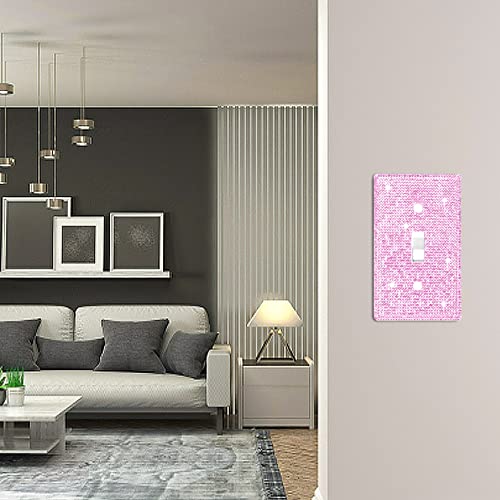 Dengduoduo Wall Plate Light Switch Cover, Standard Size 4.50" x 2.76", Dengduoduo Silver Pink Rhinestones Bling Decorative Wall Plate Light Switch Outlet Cover for Bedroom Accessories Home Decor - Image 4