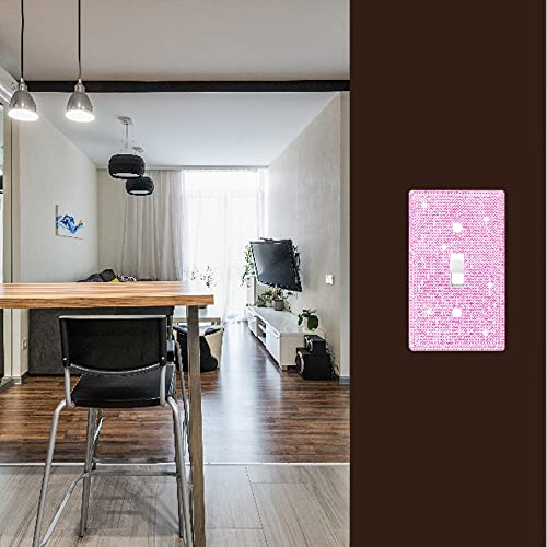 Dengduoduo Wall Plate Light Switch Cover, Standard Size 4.50" x 2.76", Dengduoduo Silver Pink Rhinestones Bling Decorative Wall Plate Light Switch Outlet Cover for Bedroom Accessories Home Decor - Image 3