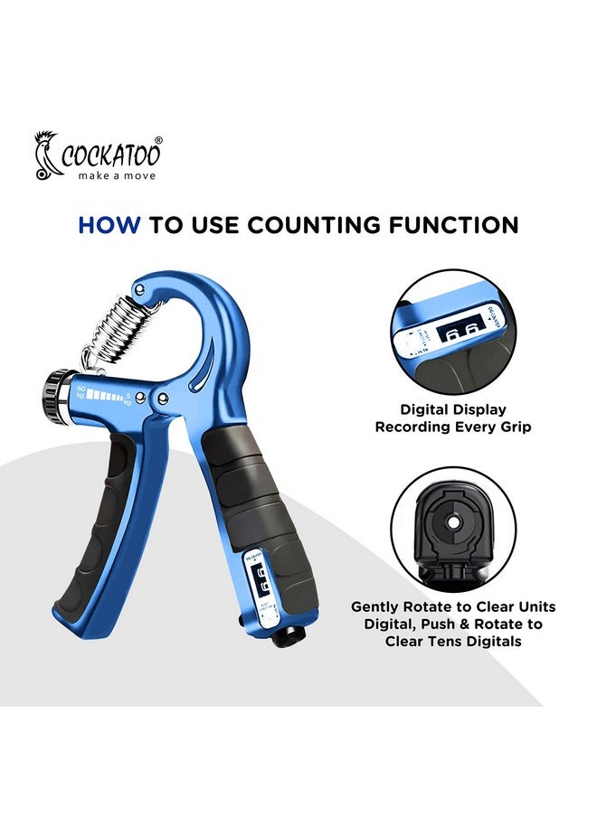 Cockatoo - Counter Hand Grip Strengthener|(5 Kg - 60 Kg) Adjustable Hand Grip| Hand Gripper For Men & Women| Digital Hand Grip Strengthener - Image 1