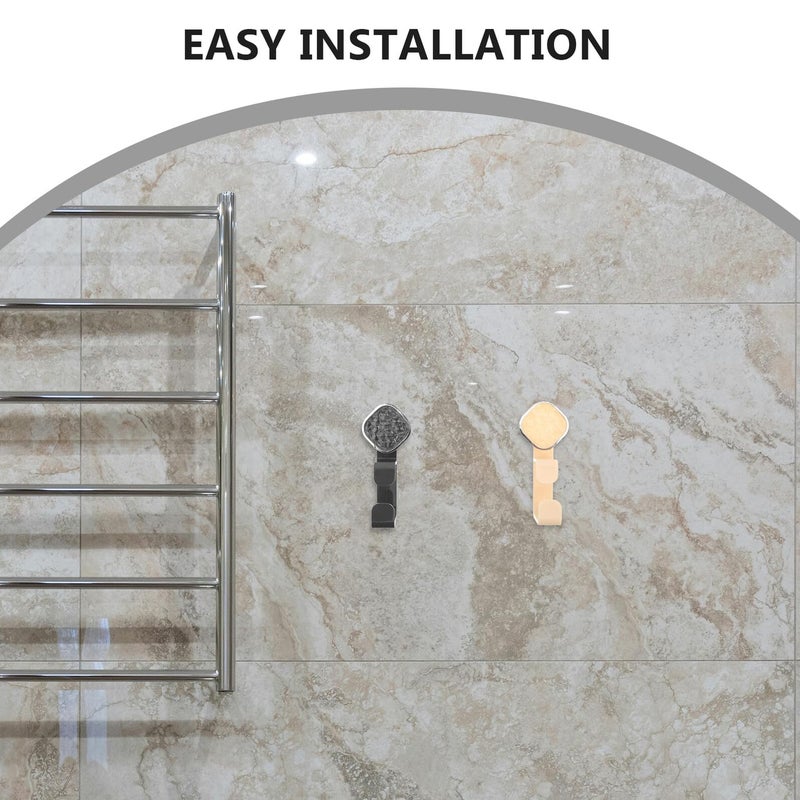 Heavy Duty Self Adhesive Wall Hooks 4 Pack No Drill Utility Racks Milky White Gunmetal Gray - Image 4