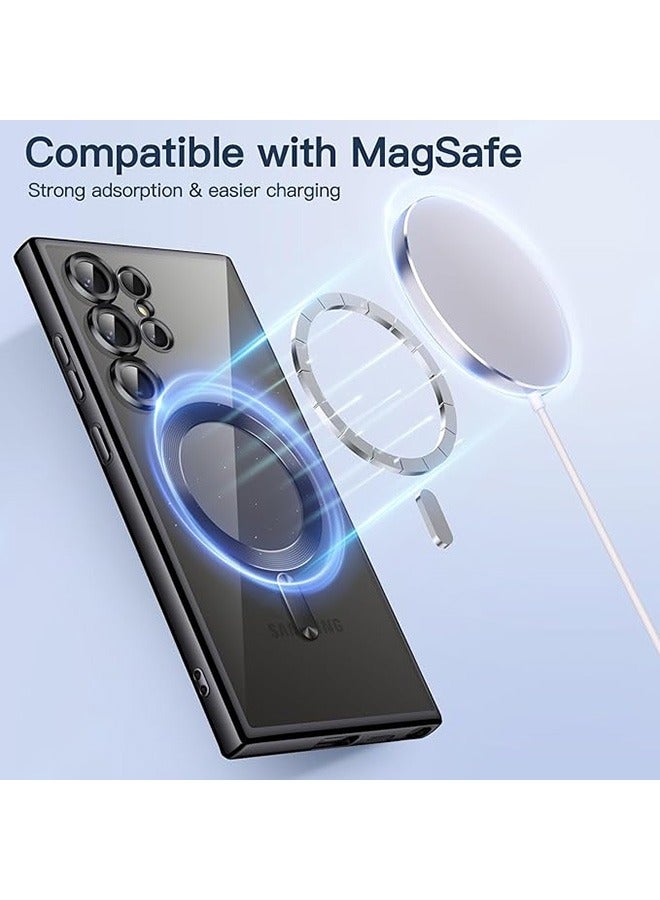 Samsung Galaxy S25 Ultra Magnetic Case Compatible with Mag-Safe, Luxury Plating Design Samsung Galaxy S25 Ultra Case with Camera Lens Protector, Soft TPU Bumper for Samsung Galaxy S25 Ultra (Black) - Image 3