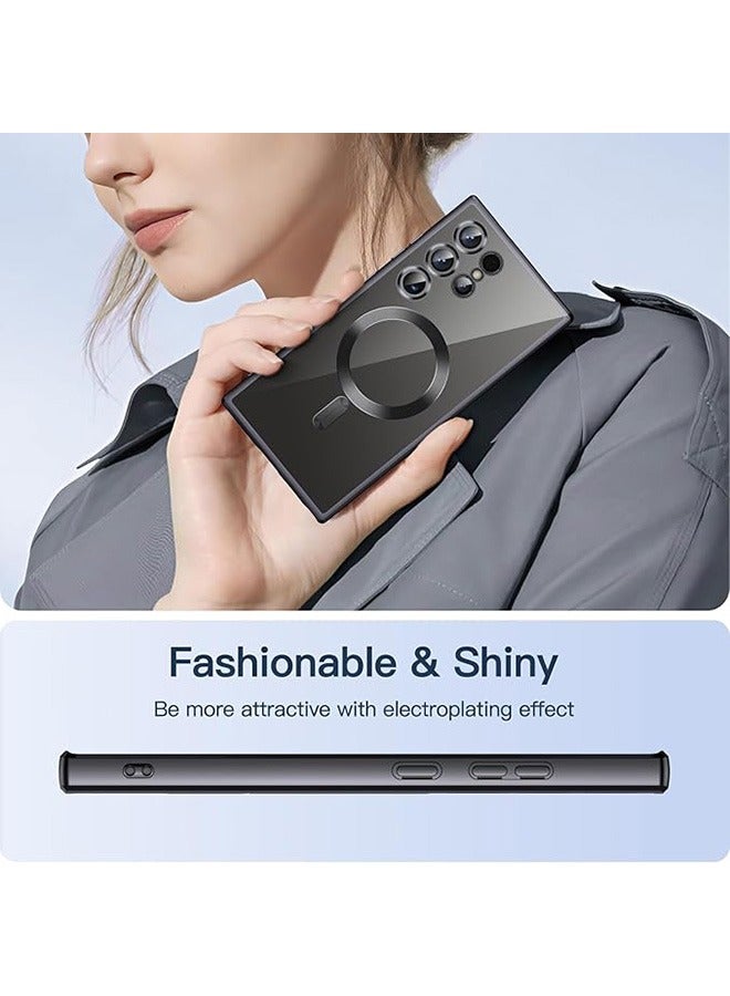 Samsung Galaxy S25 Ultra Magnetic Case Compatible with Mag-Safe, Luxury Plating Design Samsung Galaxy S25 Ultra Case with Camera Lens Protector, Soft TPU Bumper for Samsung Galaxy S25 Ultra (Black) - Image 5
