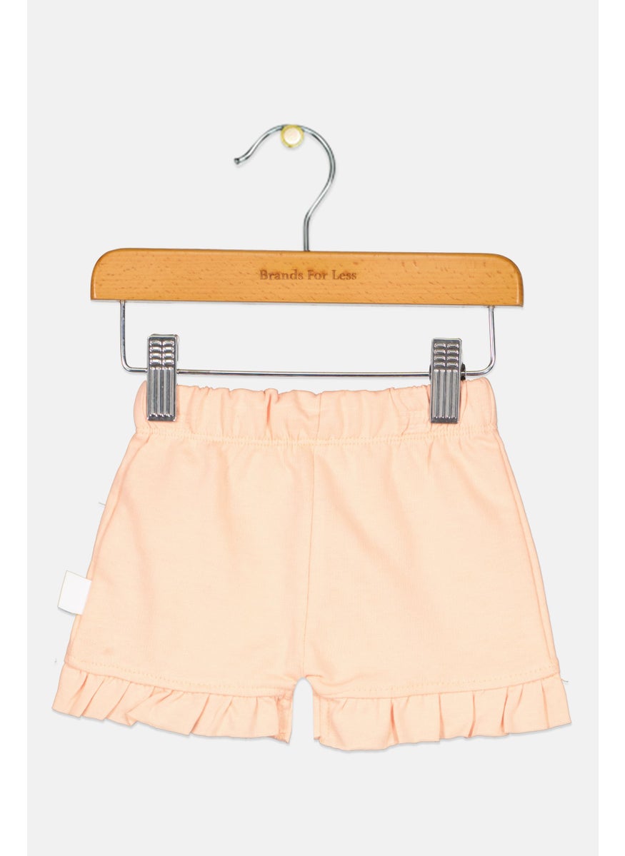 Cheekee Munkee - Toddlers Girl Plain Pull On Shorts, Light Orange - Image 1