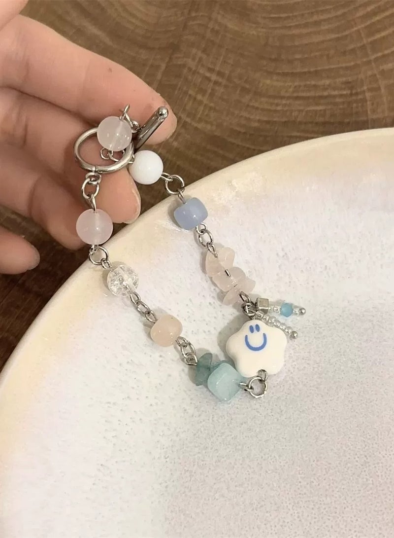 Goolsky سوار خرز أزرق غائم - مجوهرات كاواي مصنوعة يدويًا للفتيات، أسلوب حلو وحالم - Image 2