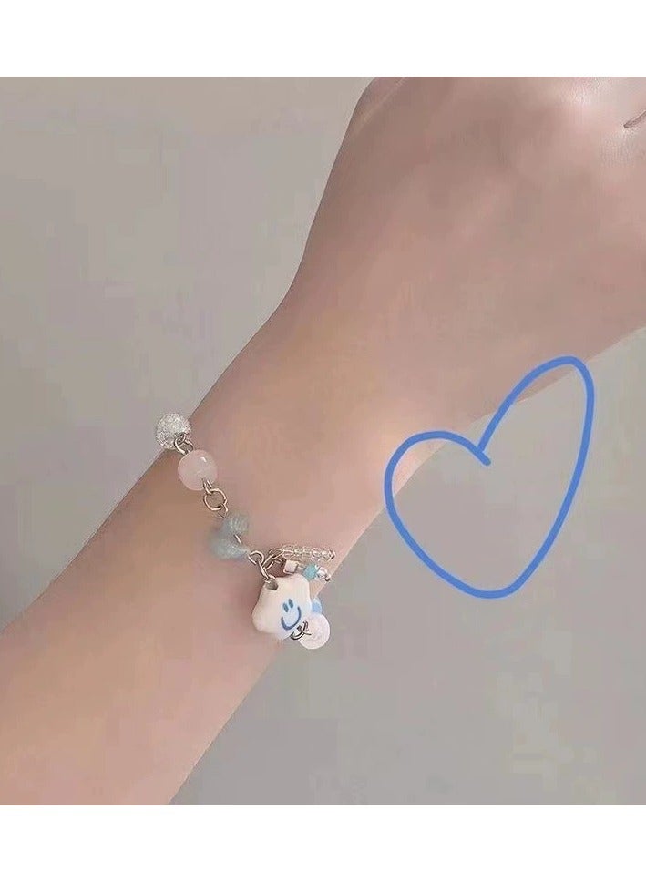 Goolsky سوار خرز أزرق غائم - مجوهرات كاواي مصنوعة يدويًا للفتيات، أسلوب حلو وحالم - Image 3