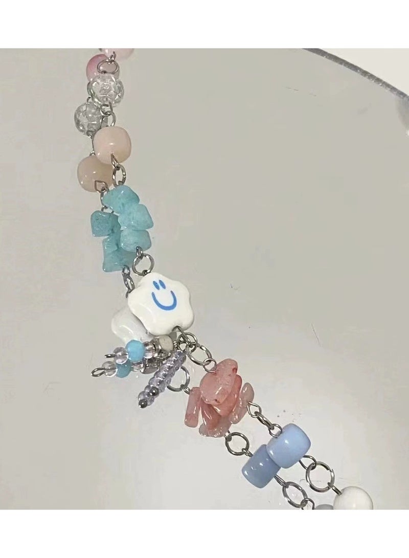 Goolsky سوار خرز أزرق غائم - مجوهرات كاواي مصنوعة يدويًا للفتيات، أسلوب حلو وحالم - Image 4