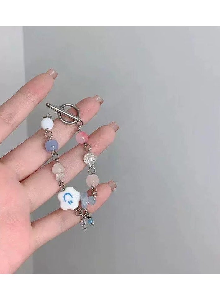 Goolsky سوار خرز أزرق غائم - مجوهرات كاواي مصنوعة يدويًا للفتيات، أسلوب حلو وحالم - Image 5