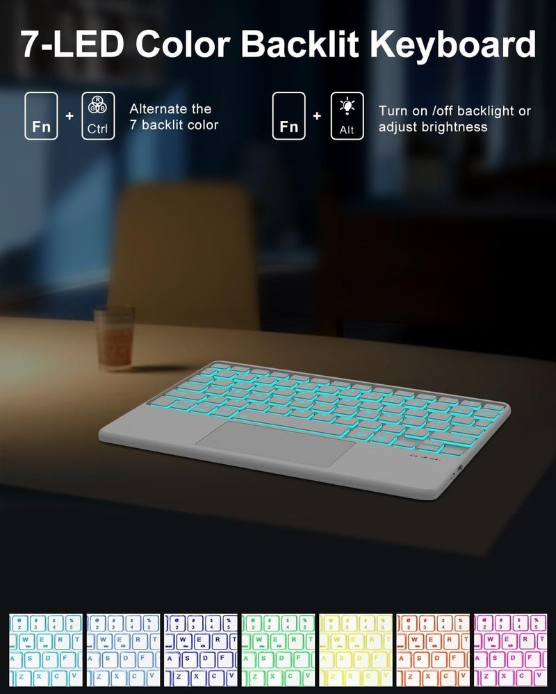 RTSY Keyboard case for iPad Air 11 (M4/M3/M2) & iPad Air 5th/4th with Multi Touch Trackpad & 7-Colors Backlit, Magnetic Detachable Wireless Bluetooth (Pink White) - Image 5
