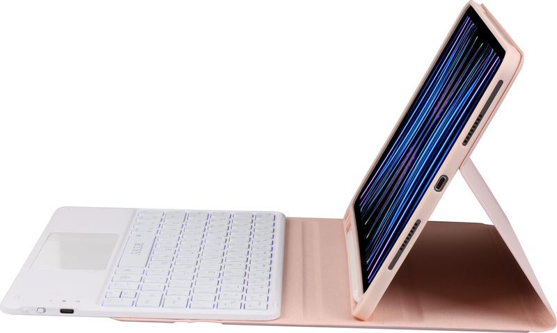 RTSY Keyboard case for iPad Air 11 (M4/M3/M2) & iPad Air 5th/4th with Multi Touch Trackpad & 7-Colors Backlit, Magnetic Detachable Wireless Bluetooth (Pink White) - Image 4
