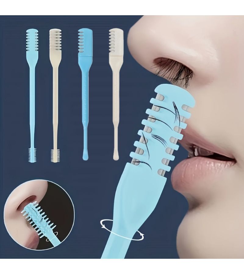 6 Piece Manual Nose Hair Trimmer And Ear Scoop Set Portable Double Sided 360 Rotating Grooming Tool For Men Women Hygienic Nose Care Device For Travel Includes Oil Painting Postcards Ideal Gift Choice - Image 1