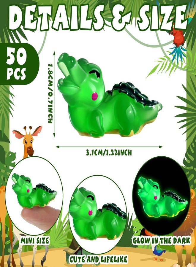 Arrowbash 50 Pcs Miniature Crocodiles Figurines Mini Crocodiles Resin Figurines Small Alligator Toy Figure Resin Mini Animals for Garden Desktop Birthday Party Desktop Decor (Luminous Style) - Image 2