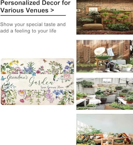 Bestylez Gardening Gifts Vintage Gardening Signs Grandma‘s Garden Love Grows Here Tin Sign for Home Garden Greenhouse Living Room Bedroom Yard Cottage Outdoor Decor 8X12 Inch (3356) - Image 3