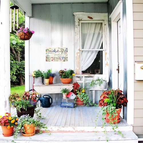 Bestylez Gardening Gifts Vintage Gardening Signs Grandma‘s Garden Love Grows Here Tin Sign for Home Garden Greenhouse Living Room Bedroom Yard Cottage Outdoor Decor 8X12 Inch (3356) - Image 4