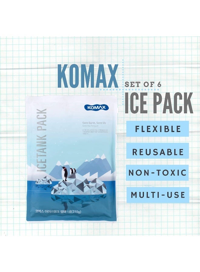 Komax Set of 6 Ice Pack For Lunch Box | 5.5" x 7.8" Reusable Ice Pack For Lunch Box & Coolers | Flexible Freezer Pack | - Image 3