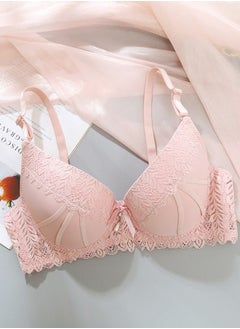 Comfy Solid Color B C Cup Lace Bra Women's Underwear Pink