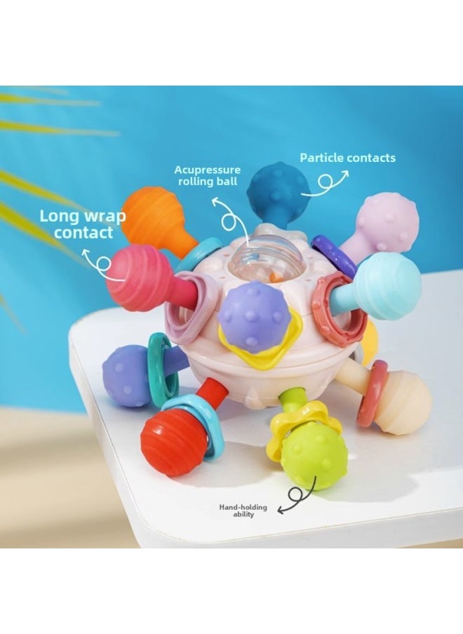 9070P Manhattan Hand Ball Rattle Silicone Bite Small Month Baby Hand Rattle Baby Toy 3-6-Color:"Water Pink" Multi-contact Rocker Ball Color Box-Specifications:No Specifications  - Image 4