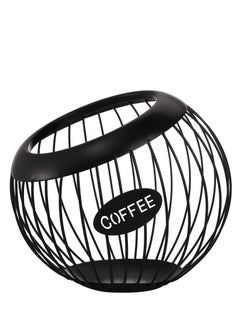 Aideli Coffee Pod Storage Basket, Black Coffee Capsules Basket with Letters, Large Capacity Iron Proof Stylish Modern Beveled Mouth Coffee Capsules Basket for Kitchen  - Image 1
