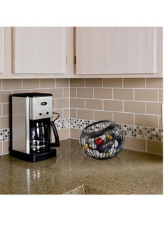 Aideli Coffee Pod Storage Basket, Black Coffee Capsules Basket with Letters, Large Capacity Iron Proof Stylish Modern Beveled Mouth Coffee Capsules Basket for Kitchen  - Image 3