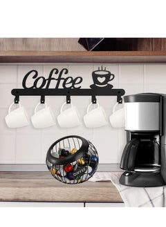 Aideli Coffee Pod Storage Basket, Black Coffee Capsules Basket with Letters, Large Capacity Iron Proof Stylish Modern Beveled Mouth Coffee Capsules Basket for Kitchen  - Image 5