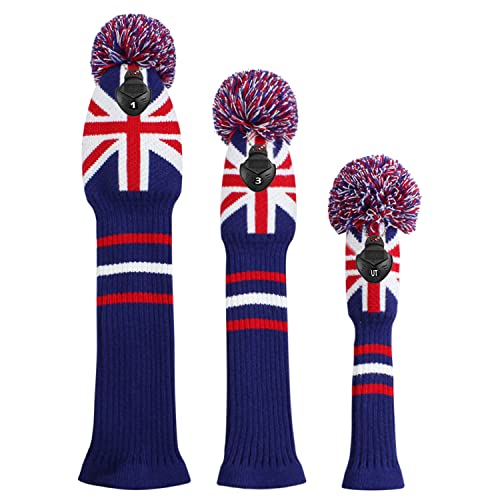 Scott Edward Golf Headcovers for Woods Set of 3 Fits Well Driver(460cc) Fairway Wood and Hybrid(UT) The Perfect Change for Golf Bag(UK Stripe) - Image 2