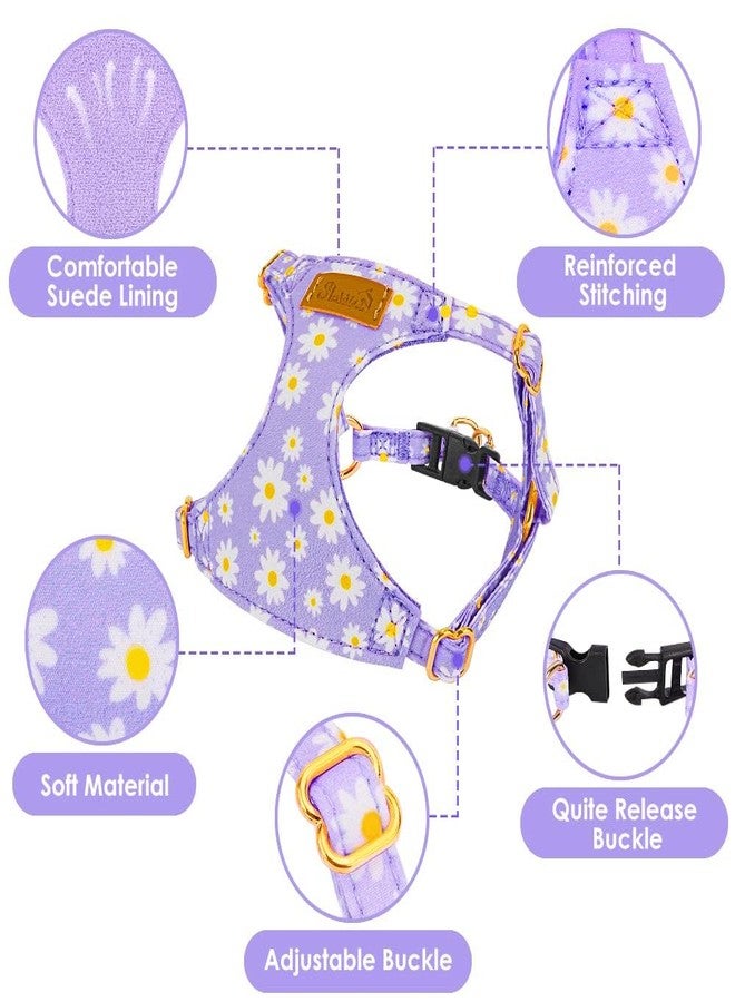 Lukovee Puppy Harness and Leash Set, No Pull Lightweight Soft Suede Adjustable Pet Harness Vest with Snap Buckle for Puppy Small and Medium Size Dog (Purple-XS) - Image 4