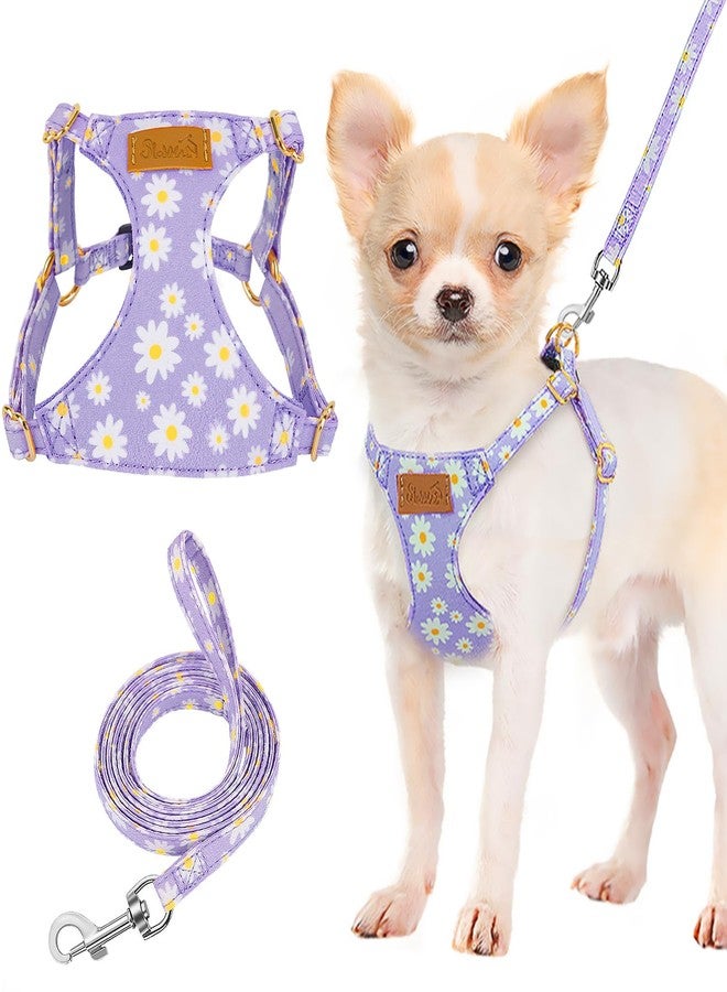 Lukovee Puppy Harness and Leash Set, No Pull Lightweight Soft Suede Adjustable Pet Harness Vest with Snap Buckle for Puppy Small and Medium Size Dog (Purple-XS) - Image 1