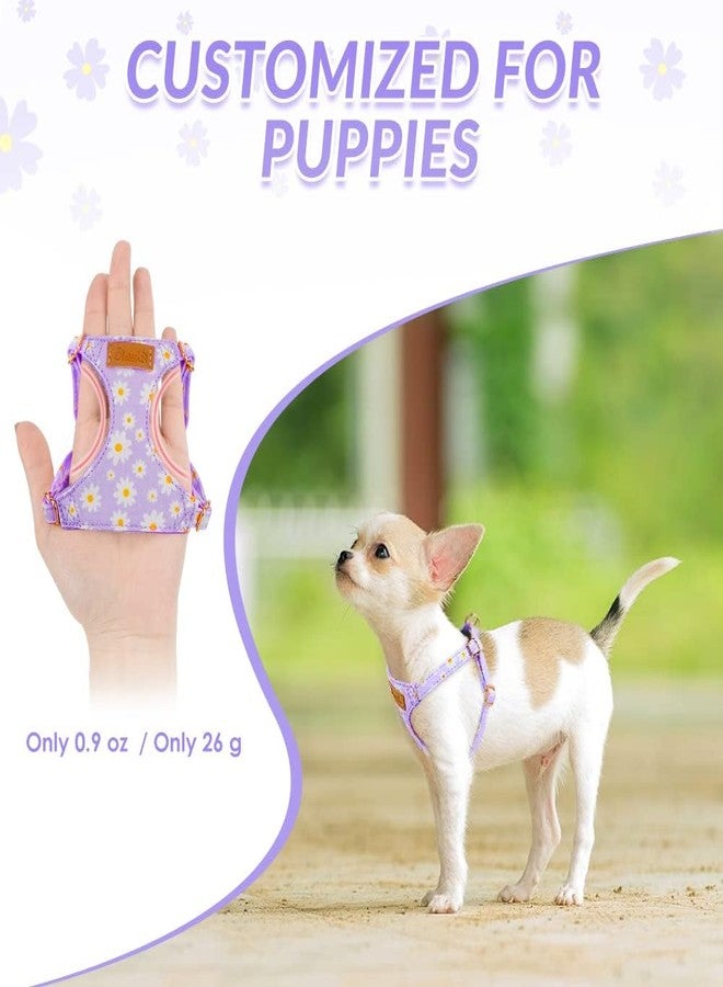 Lukovee Puppy Harness and Leash Set, No Pull Lightweight Soft Suede Adjustable Pet Harness Vest with Snap Buckle for Puppy Small and Medium Size Dog (Purple-XS) - Image 3