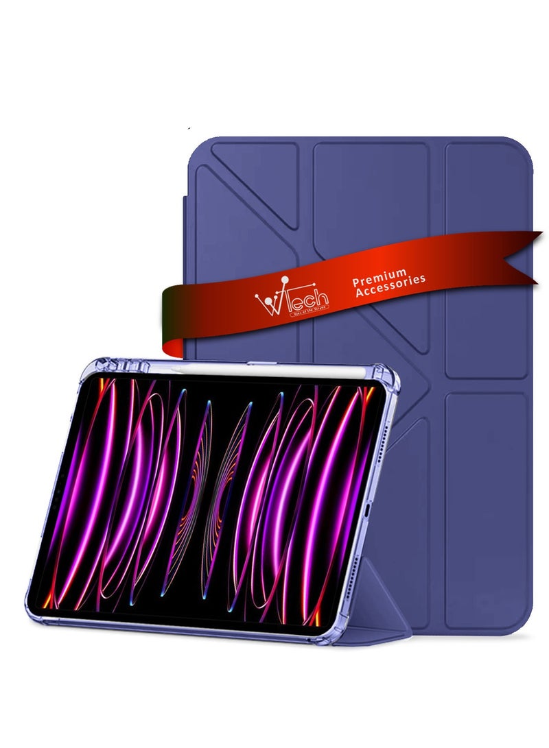 Wtech Symmetry 360 Smart Folio Series Auto Awake/Auto Sleep Leather Texture Case Cover For Apple iPad Pro 12.9 5G 2022 6th Generation 12.9 Inch Navy Blue - Image 1