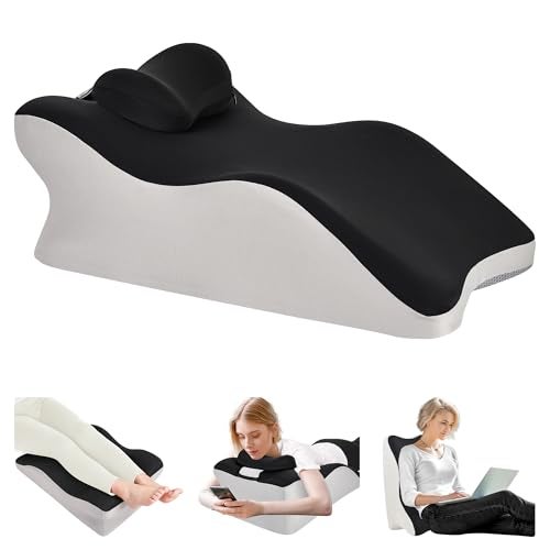 Aduken Reading Pillow for Bed, Adult Memory Foam Ergonomic Back Support Pillow for Sitting up, Prone Pillow Face Down Sleep, Wedge Pillow for Back Pain Relief - Image 1